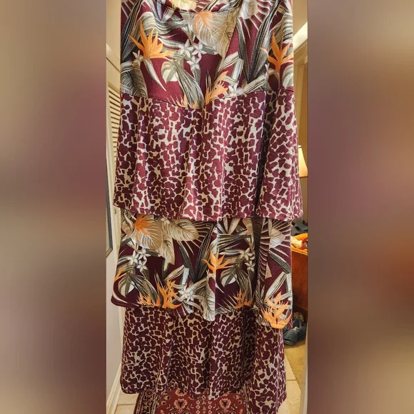 Leopard and Tropical Print Skirt - Picture 1 of 7